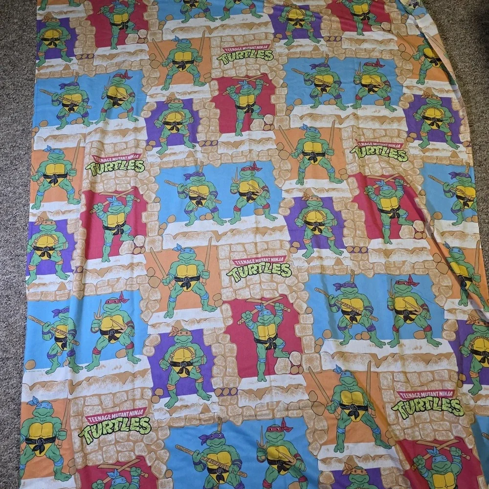 Vintage 1988 TMNT Teenage Mutant Ninja Turtles‎ Twin Sheet & Pillowcase Set